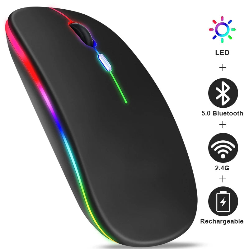 Ratón Inalámbrico Bluetooth — RGB y Doble Conexión