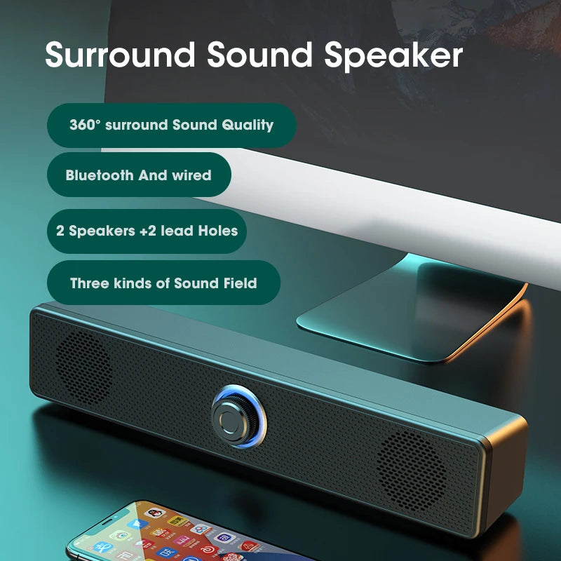 Soundbar Compacto — Bluetooth 5.0